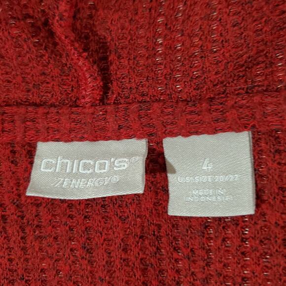 Chicos Zenergy Convertible Snap Waffle Cardigan Sweater Plus Size 4 US 20/22 Red - Picture 7 of 12